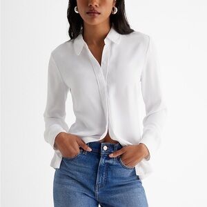Express Relaxed Portofino White Button-Up Shirt